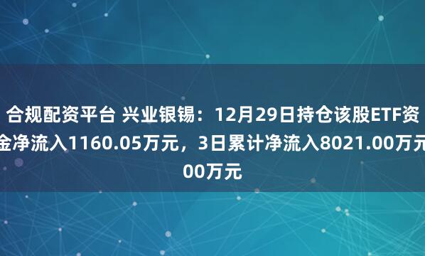 合规配资平台 兴业银锡：12月29日持仓该股ETF资金净流入1160.05万元，3日累计净流入8021.00万元